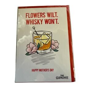 NEW Sealed Glenlivet Mothers Day Card Flowers Wilt Whisky Won't
